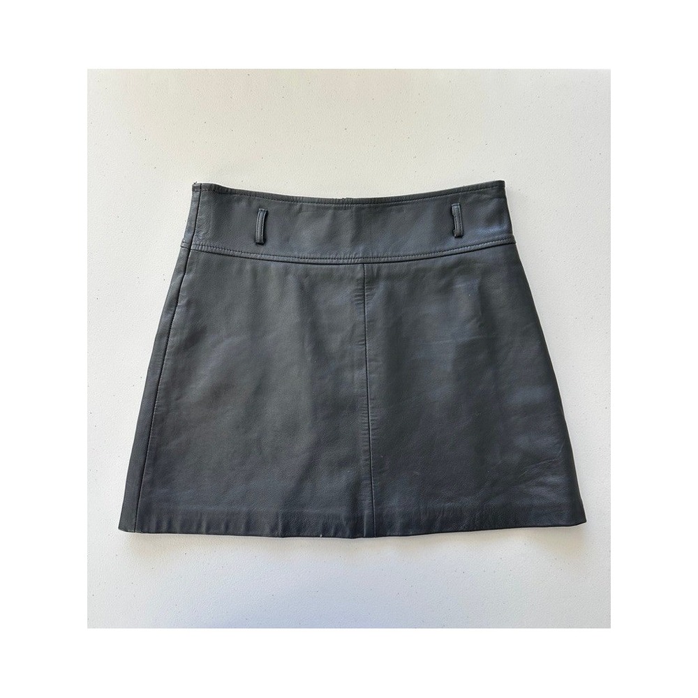 Arturo Leather Paris Black Lambskin Mini Skirt FR 40 Butter Soft Moto Chic Edgy